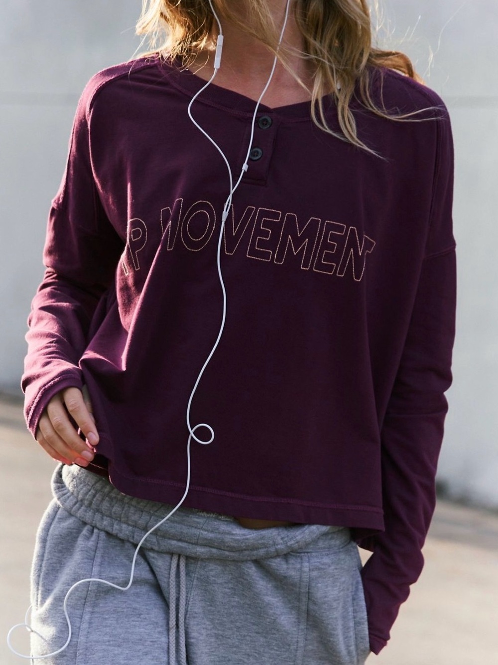 NWT Free People Movement Now or Never Layer in Black Cherry Size Small